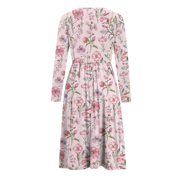 SCRAWLGOD Butterfly Flower Maternity Dress Long Sleeve Nursing Dresses  Breastfeeding Size L Crew Neck Pregnancy Dresses for Women Baby Shower Loose  Ladies Maternity Dresses for Work - Walmart.com