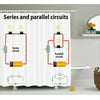 Educational Shower Curtain, Series and Parallel Circuits Voltage Electric Science Equipment Print, Fabric Bathroom Set with Hooks, 69W X 70L Inches, Red Marigold Black, by Ambesonne
