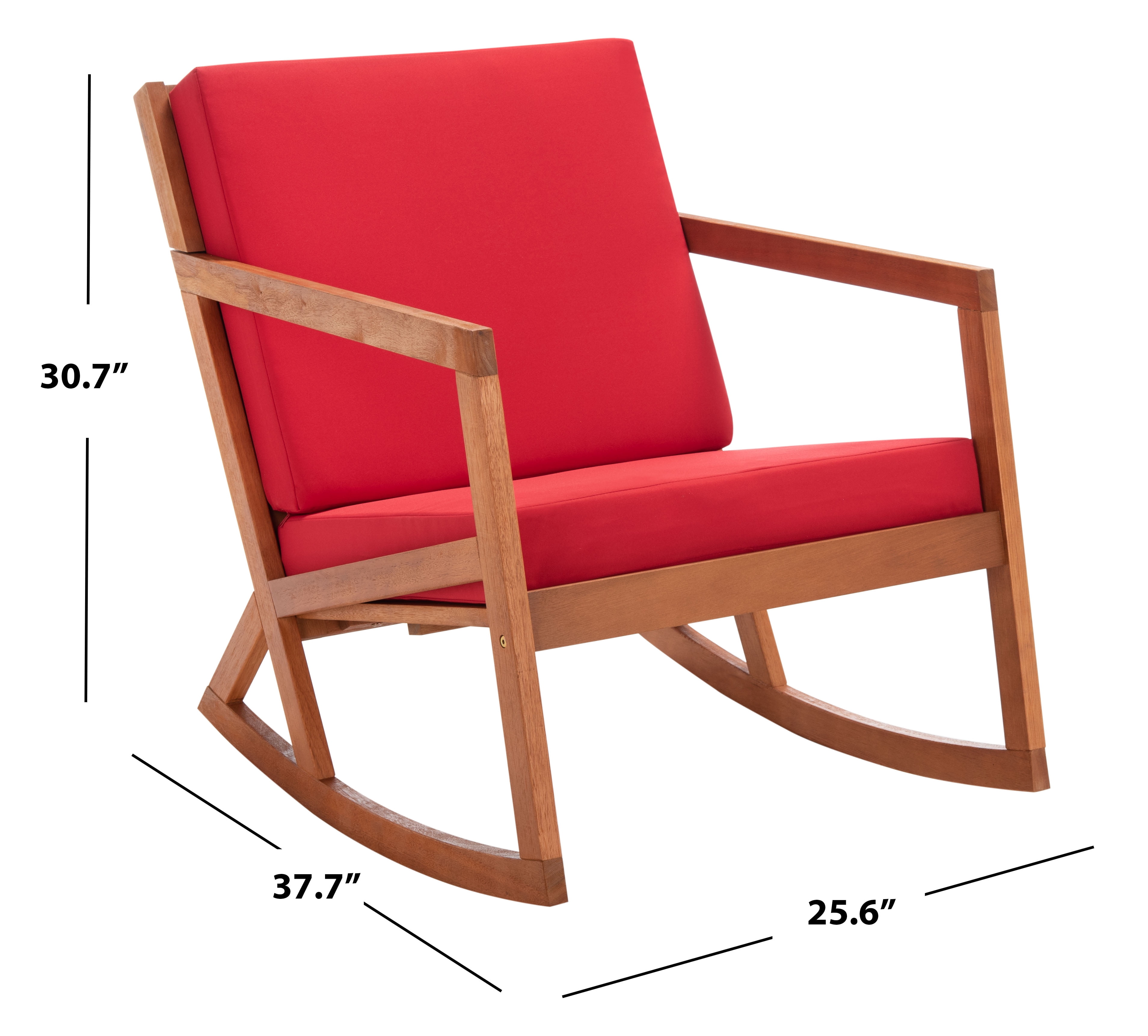 SAFAVIEH Vernon Outdoor Patio Rocking Chair, Natural/Red