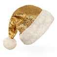 thumbnail image 2 of Vikakiooze Gold Plush Santa Hat, Funny Christmas Hats for Children & Adults Christmas Hat, Sequin Style Xmas Holiday Hat,Unisex Velvet Classic Santa Hat for Christmas New Year, 2 of 7