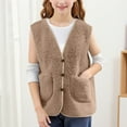 thumbnail image 2 of Cethrio Boys Fleece Vest, Soft Ligntweight Thermal Sleeveless Jackets with Pockets Beige Size 10-12, 2 of 5