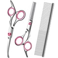 thumbnail image 1 of Juego de tijeras de aseo para perros Wikdey Pink con punta redonda de seguridad, 1 of 7