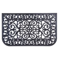Kate Aurora Lattice Tuscany Wrought Iron Designed Non Skid Rubber Outdoor Mat