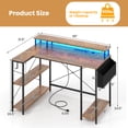 thumbnail image 3 of Costway 48" L-Shaped Gaming Desk with LED Lights & Power Outlets Storage Shelves Brown, 3 of 10