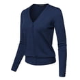 thumbnail image 3 of Women's Basic Solid V-Neck Button Closure Long Sleeves Sweater Cardigan, 3 of 6