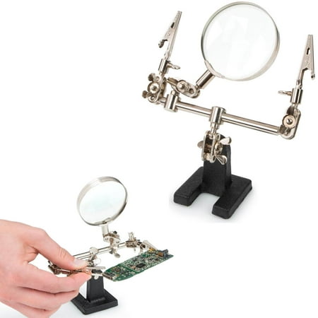 Adjustable Helping Hand Soldering Stand Glass Lens 2.5X Magnifier Alligator