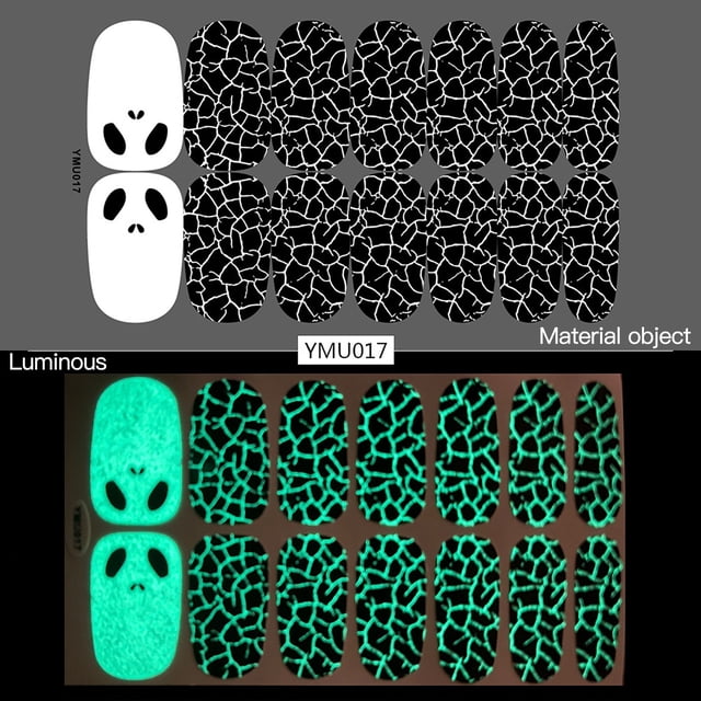 Pegatinas para uñas para decoración de uñas, pegatinas para uñas para mujer, pegatinas luminosas para uñas de Halloween, pegatinas de calavera con grafiti, juego de 12 pegatinas.