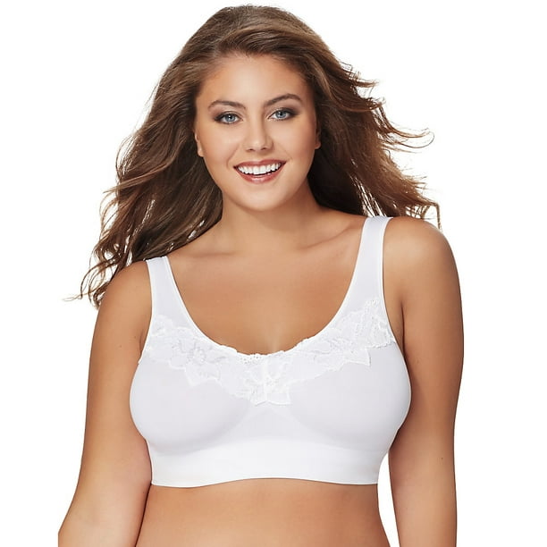 Just My Size Pure Comfort Women`s Wirefree Bra with Lace Trim Back