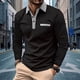 thumbnail image 1 of pstuiky camisas de manga larga para hombre, Camisa informal de manga larga para hombre, color liso, con cuello vuelto, escote en V y botones camisetas de hombre l, 1 of 6