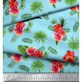 thumbnail image 2 of Soimoi Polyester Crepe Fabric Floral & Leaves Tropical Print Fabric by Yard 42 Inch Wide, 2 of 2