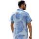 thumbnail image 2 of Sonducket Camisa de playa hawaiana Blusa de solapa suelta manga corta Simple hoja tropical Top ropa camiseta viaje diario vacaciones Camisetas Azul claro XXL, 2 of 6