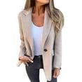thumbnail image 1 of Women Solid Color Blazer Wool Blend Causal Business Office Open Front Short Jacket Pea Coat Yellow XXL, 1 of 4