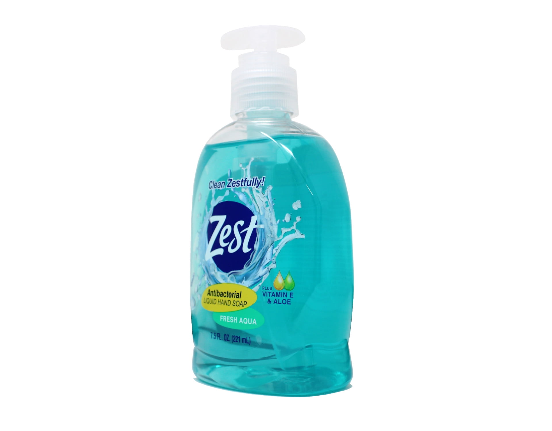 Zest Antabacterial Liquid Hand Soap Plus Vitamin E & Aloe Fresh Aqua 7.5 Fl Oz - 5 Pack