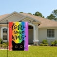 thumbnail image 2 of Gay Pride Love Always Wins Rainbow Small Decorative Garden Flag, LGBTQ Black Cat Yard Lawn Outside Pride Month Decor, Lesbian Bisexual Pansexual Outdoor Home Decoration Double Sided 12 x 18, 2 of 5