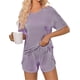 thumbnail image 1 of Pijama de verano for mujer, de manga corta a rayas, informal, cómodo, conjunto de 2 piezas for el hogar, 1 of 7