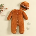 thumbnail image 3 of Newborn Baby Girls Boys Christmas Costume Gingerbread Man Romper Long Sleeve Velvet Jumpsuit + Hat Xmas Infant Cute Clothes, 3 of 6