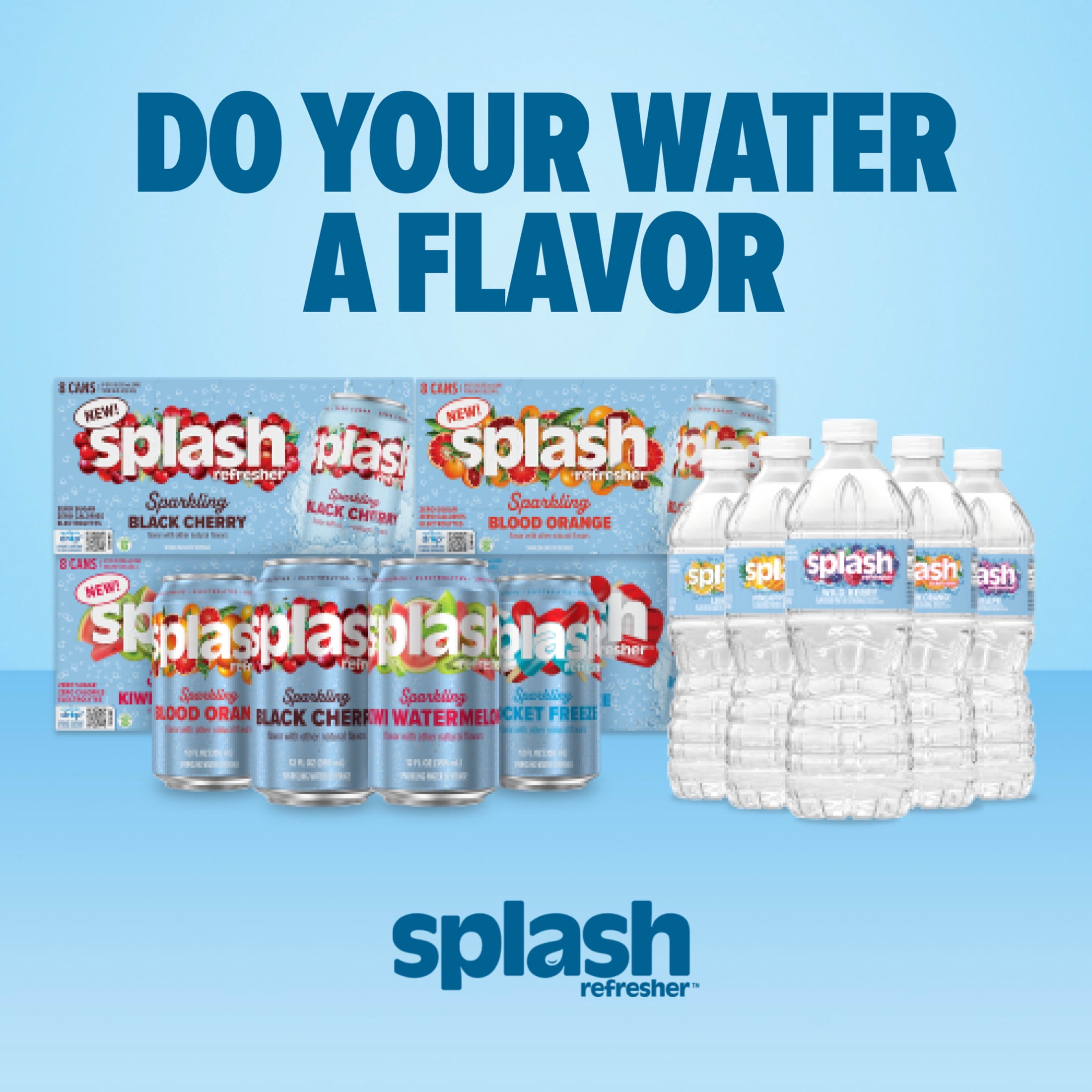 (2 pack) Splash Blast Wild Berry Flavored Water, 16.9 fl oz, 6-pack Plastic Bottles