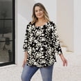 thumbnail image 7 of Womens Plus Size Tunics Tops 3/4 Sleeve Shirts Pleated Floral Blouses XL-5XL, 7 of 7
