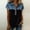*Black, variant on ClodeEU Women's Notch Collar Patchwork Denim Short Sleeve Shirt ,Trendy Casual Blouse Green,Womens Plus S
