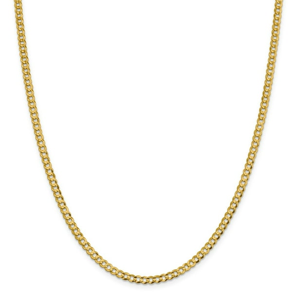 AA Jewels 14k Yellow Gold 3.7mm Solid Polished Flat Cuban Chain