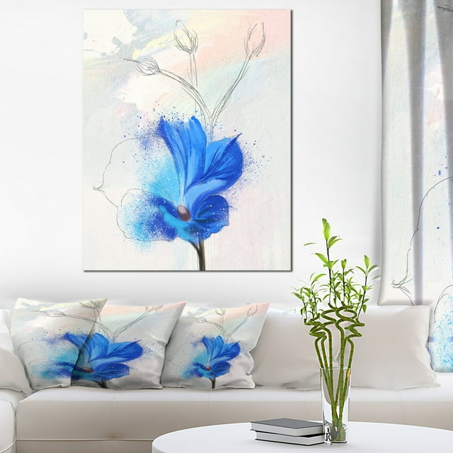 Beautiful Blue Flower Watercolor - Floral Canvas Art Print