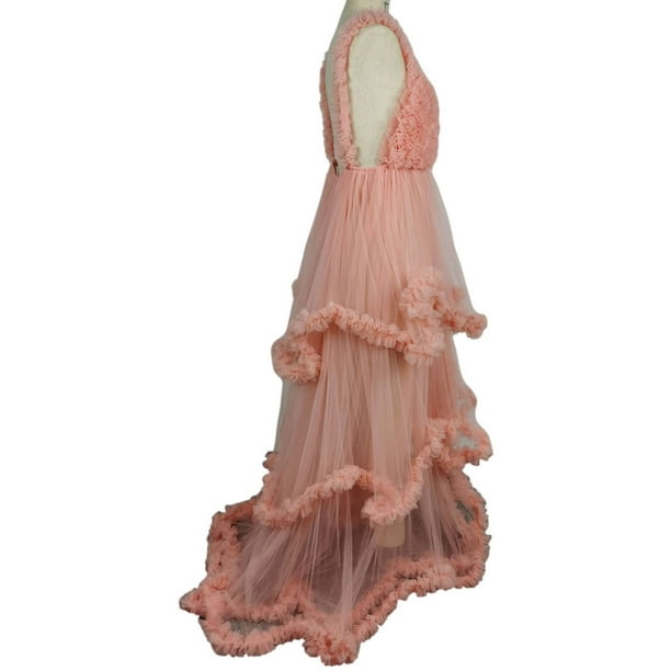 nursing holiday dress Cheap High Low Prom Dresses Nude Lace Midi Modest Homecoming Dresses ARD1128 main image 1