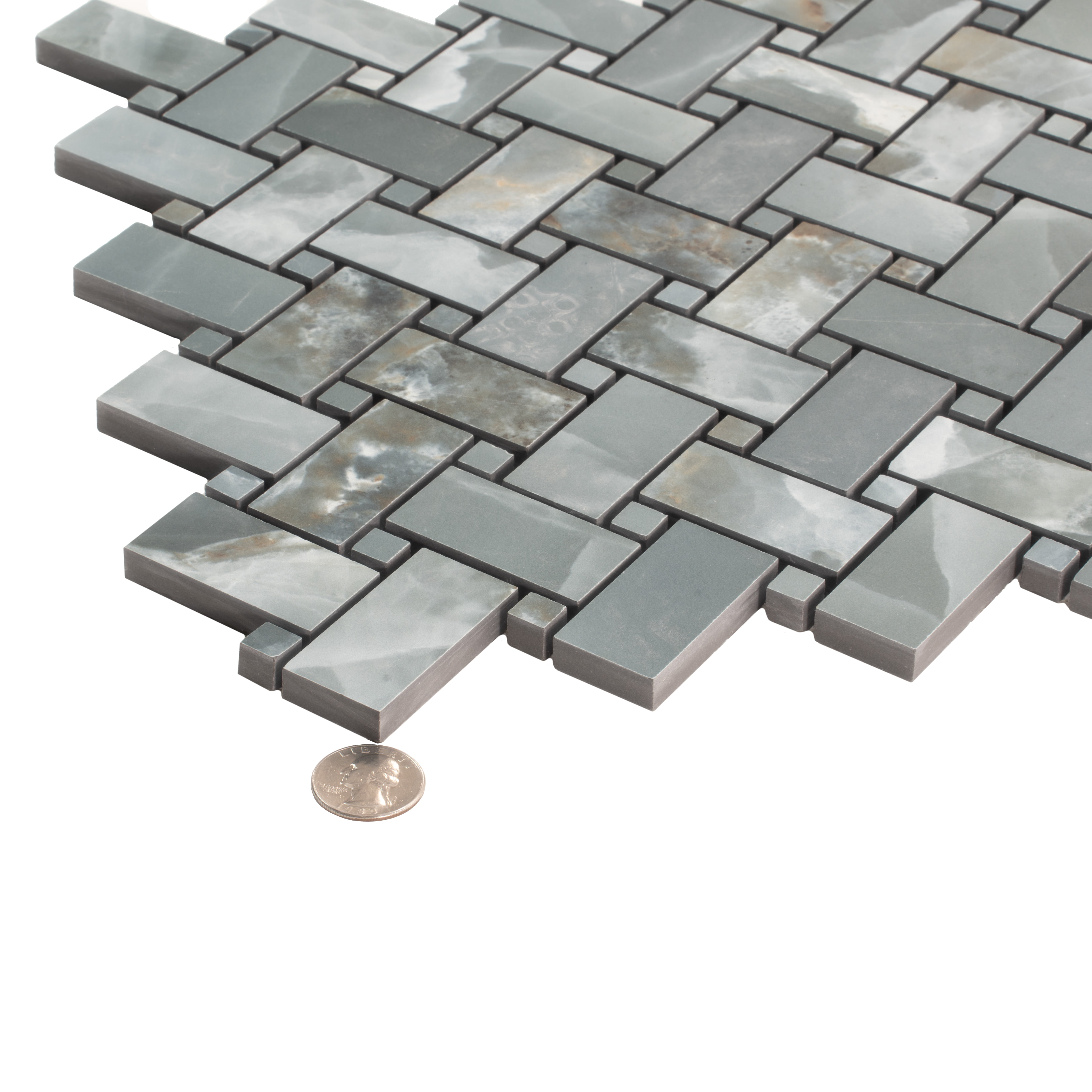 Splendor 11.81 in. x 11.81 in. Matte Green Porcelain Mosaic Wall and Floor Tile (4.84 sq. ft./case) (5-pack)