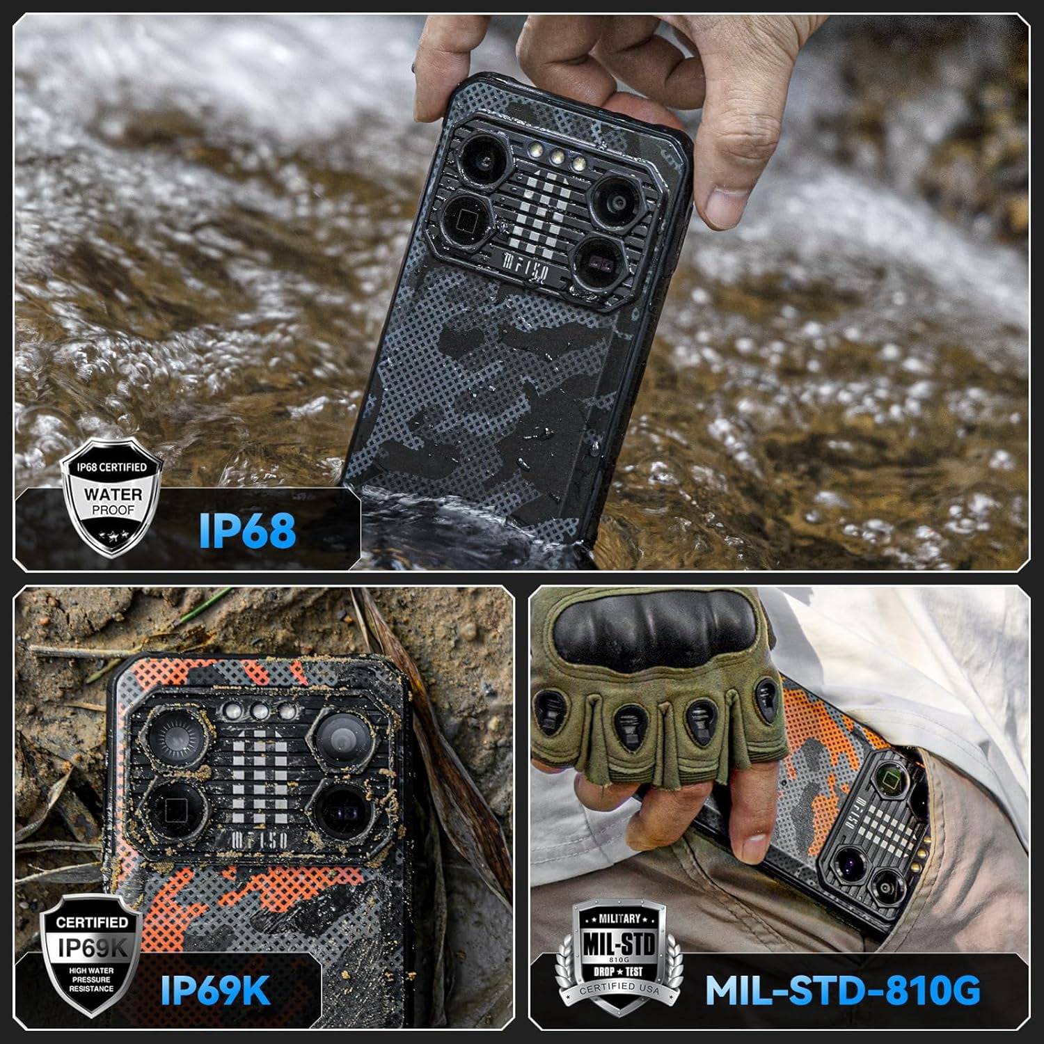 IIIF150 B2 PRO (2024) Rugged Smartphone Android 13, 24GB(12 12) 256GB(TF 1TB) Mobile Phones, 100MP 24MP Night Version, 6.78''FHD Waterproof Phone, 10000mAh Battery