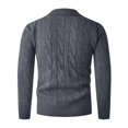 thumbnail image 6 of Sorvello Men's Fake Two Piece V Neck Cable Knit Sweater Long Sleeve Casual Fall Winter Pullover Top Layering Loungewear Dark Gray XXXL, 6 of 7
