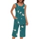 thumbnail image 1 of Conjunto de Ropa de Estar de Mujer Cuello Redondo Impresión Blusa sin Mangas Pantalones Cortos, Pantalones de Cintura Elástica para las Mujeres, 1 of 7