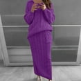 thumbnail image 2 of Atogsazn Kint Sweater Sets Women 2 Piece Round Neck Long Sleeve Sweatshirt and Loose Long Skirts Sweatsuits Purple S on Clearance, 2 of 5