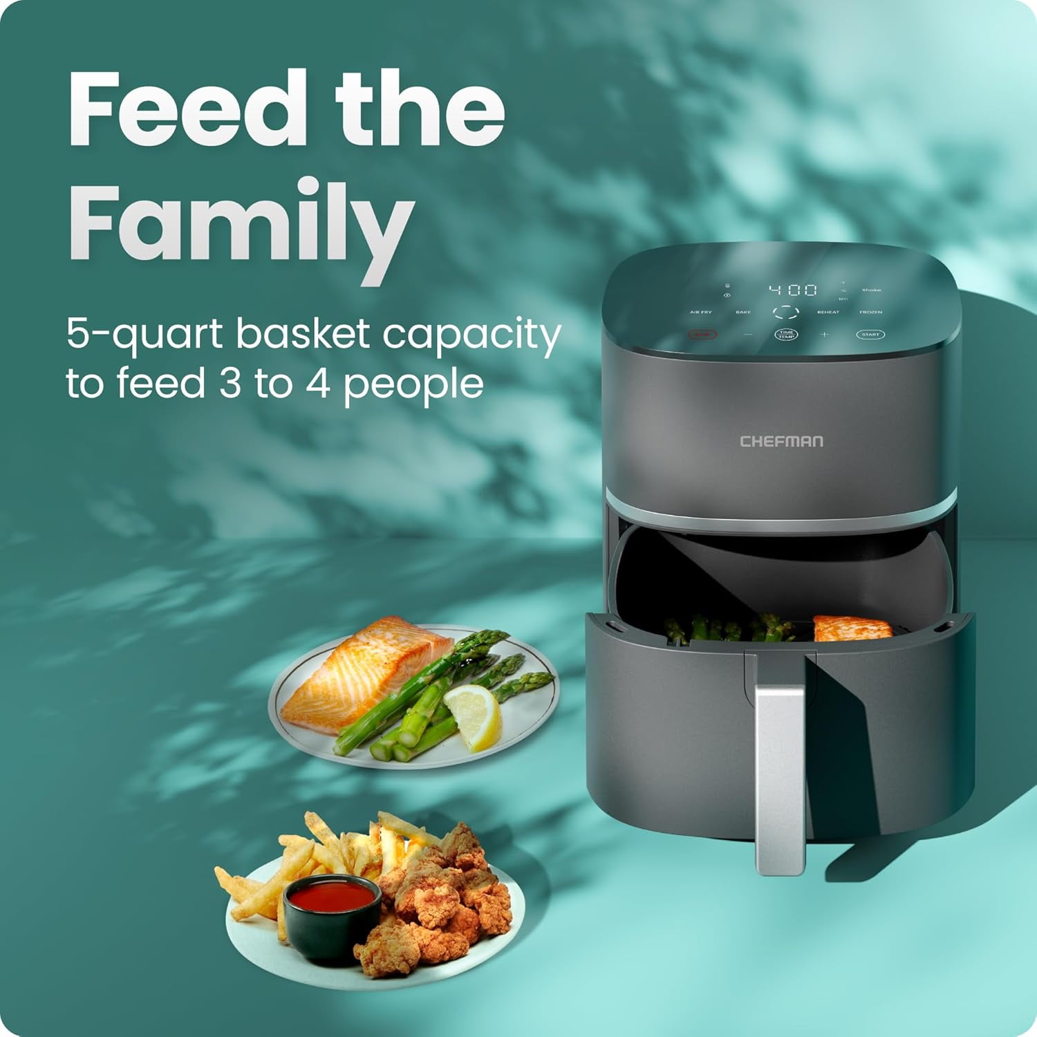 TurboX 4-in-1 Air Fryer, 5-Quart Digital Touch Control for Extra Crispy Chicken and Fries