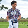 thumbnail image 3 of Fotbe Purple Marble Texture Camiseta Polo de Golf para Hombre con Estampado – Camisa Deportiva Transpirable con Cuello Abotonado-3X-Large, 3 of 6