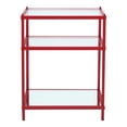 thumbnail image 2 of Furniture of America Table d'Appoint à 2 Tablettes avec Dessus en Verre, Rouge, 2 of 5