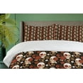 thumbnail image 4 of Ambesonne Halloween Duvet Cover Set, Mexican Skeleton Heads, 2-Calking, Ruby Off White, 4 of 7