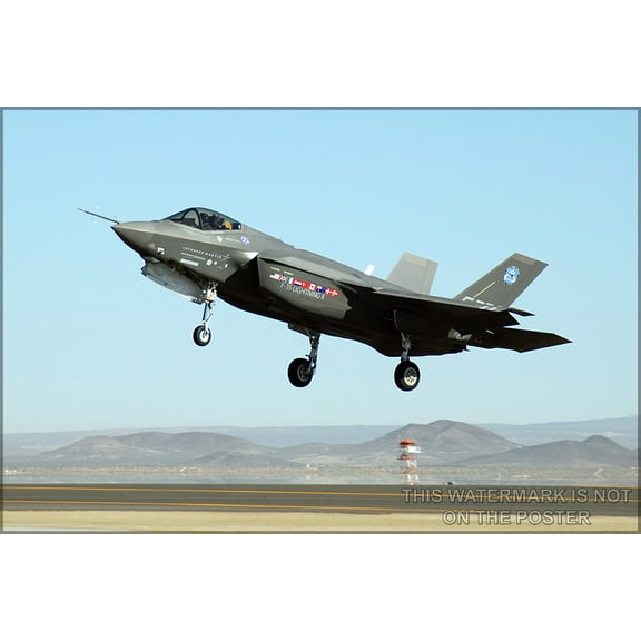24"x36" Gallery Poster, F-35 lightning ii Joint Strike Fighter p1 marked AA-1, lands Oct. 23 at Edwards Air Force Base