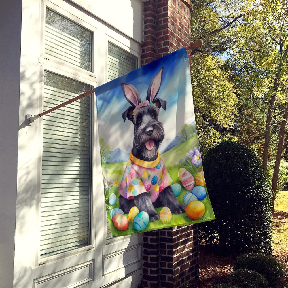 Schnauzer Easter Egg Hunt House Flag 28 in x 40 in