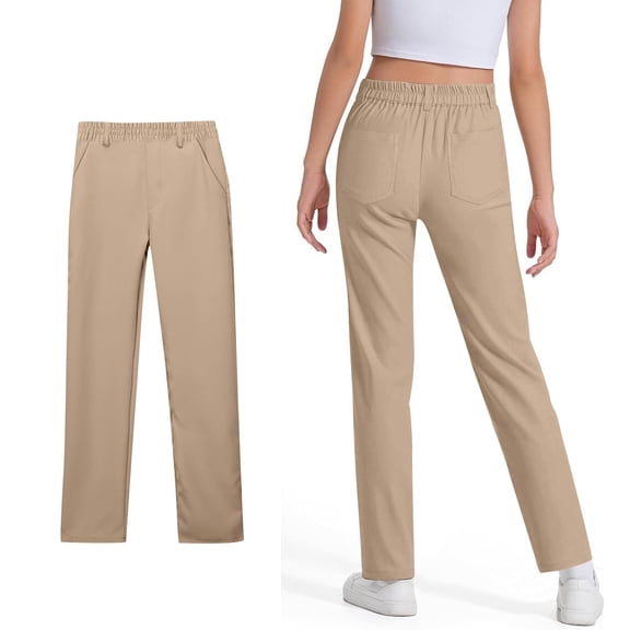 Girls Uniform Pants Skinny Pants Kids Dress Pants with Pockets Straight Pants Khaki Pants Back to School Outfits for Girls Teen Clothes for Teen Girls 11-12 Years