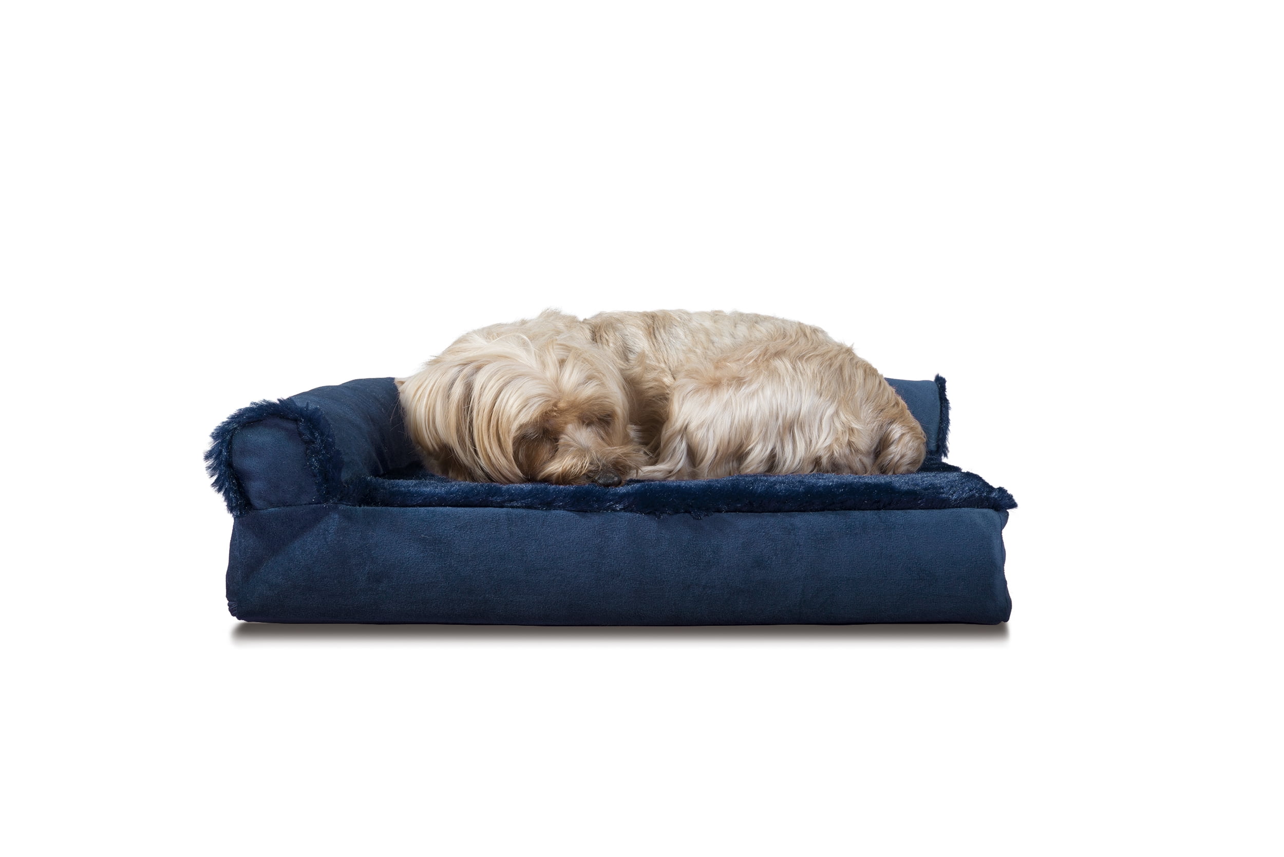 FurHaven Pet Dog Bed Deluxe Memory Foam Chaise Plush & Velvet L