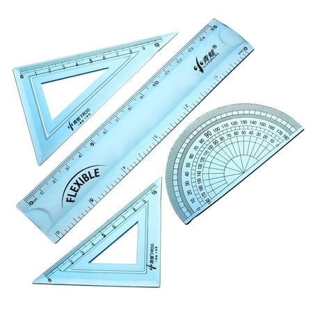 Uxcell Math Set Flexible Rulers with Protractor Triangle Ruler 15cm 6-inch Straight Ruler