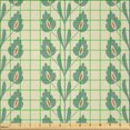 thumbnail image 2 of Ambesonne Floral Fabric by the Yard Microfiber, Graphic Flowers Branches, 1 Yard, Jade Green Orange, 2 of 2