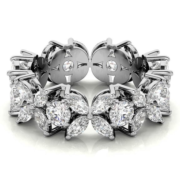 Sterling Silver Ring, White Gold Plated, Floral Ring For Women
