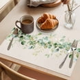 thumbnail image 3 of Green Eucalyptus Leaves Placemats Set of 8 Vintage Art Farmhouse Rustic Place Mats Indoor Wipeable Table Mats Washable Cloth Dining Table Placemats for Kitchen Holiday Party Home Decor 13x19 Inch, 3 of 9