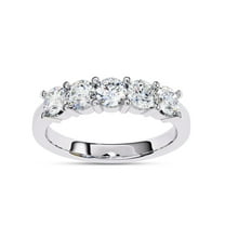 AFFY IGI Certified Lab Grown Diamond Half Eternity 5 Stone Wedding Band Rings for Women, Round Cut Diamond Anniversary Ring In 14K Solid White Gold F-G, VS-SI Quality (1.00 Cttw)Size-4