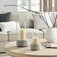thumbnail image 6 of Danya B. Modern Cool Gray Cement Base and Glass Pillar Hurricane Candle Holder (Small), 6 of 11
