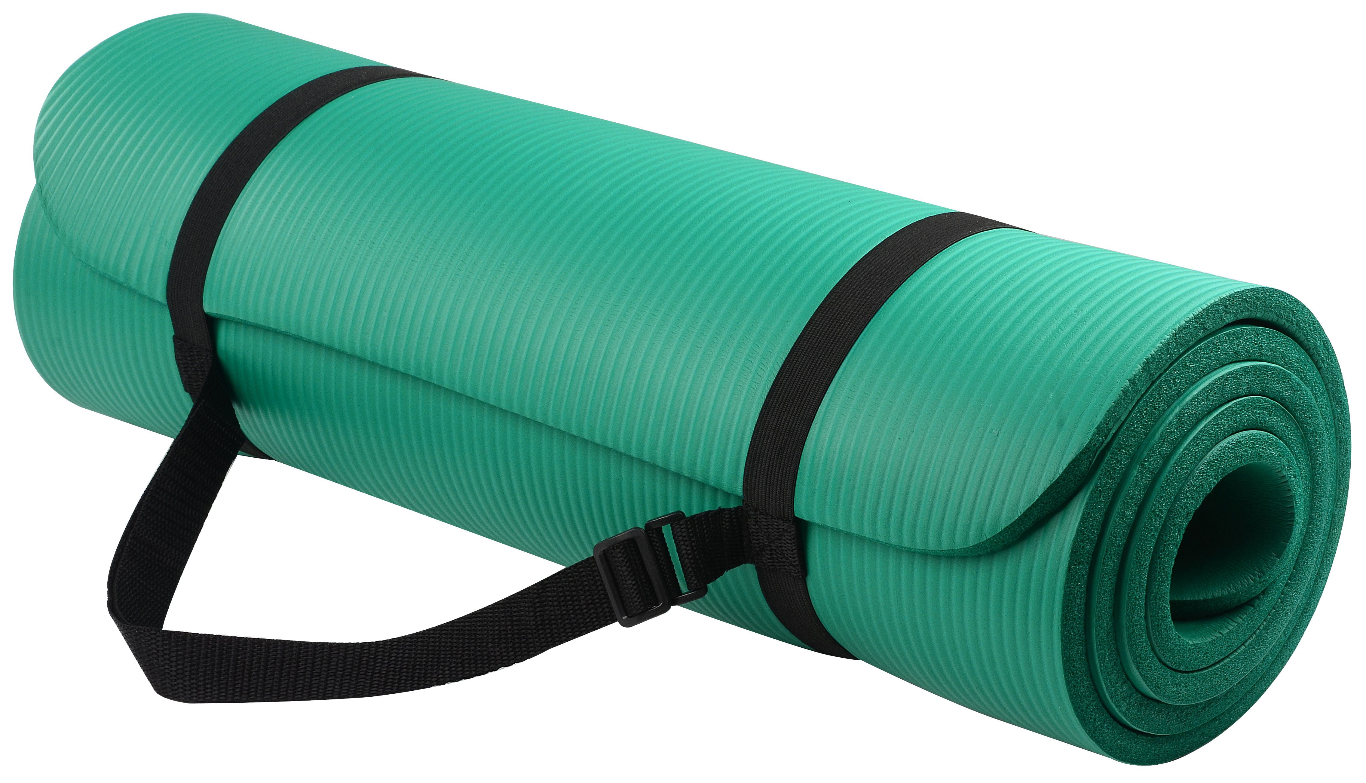 Everyday Essentials All-Purpose 1/2-Inch High Density Foam Exercise Yoga Mat Anti-Tear with Carrying Strap, Green