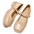 thumbnail image 4 of Zapatos de plataforma con hebilla para mujer, suela de goma cómoda, zapatos de vestir de uniforme escolar de cuero PU para verano, té de la leche, Color 38, 4 of 14