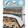 thumbnail image 4 of Quilts King Size, Navy Blue Paws Soft Comforter Bedding Set for Bed, Farmhouse Vintage Modern Blue Brown Wood Lightweight Quilted Bedspread with Pillow Cover(2 Pieces) for All Season, 96x106 Inch, 4 of 6