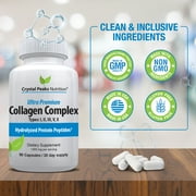 Collagen Peptide Pill - Types I, II, III, V, X - Anti-Aging - Premium Collagen Supplements & Collagen Pills - Hydrolyzed Protein Pills for Women & Men 1800 mg for Youthful Skin