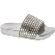 Static Footwear Womens Dazzling-01S Vibrance01 Open Toe Jeweled Rhinostone Slide Flip Flops Flat Sandal Slippers